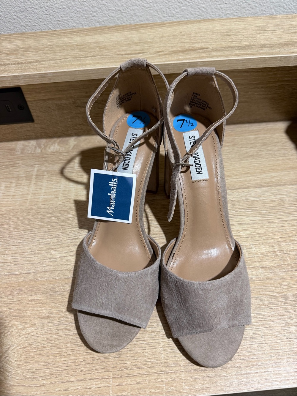 Steve Madden Taupe Suede Open-Toe Ankle Strap Heels